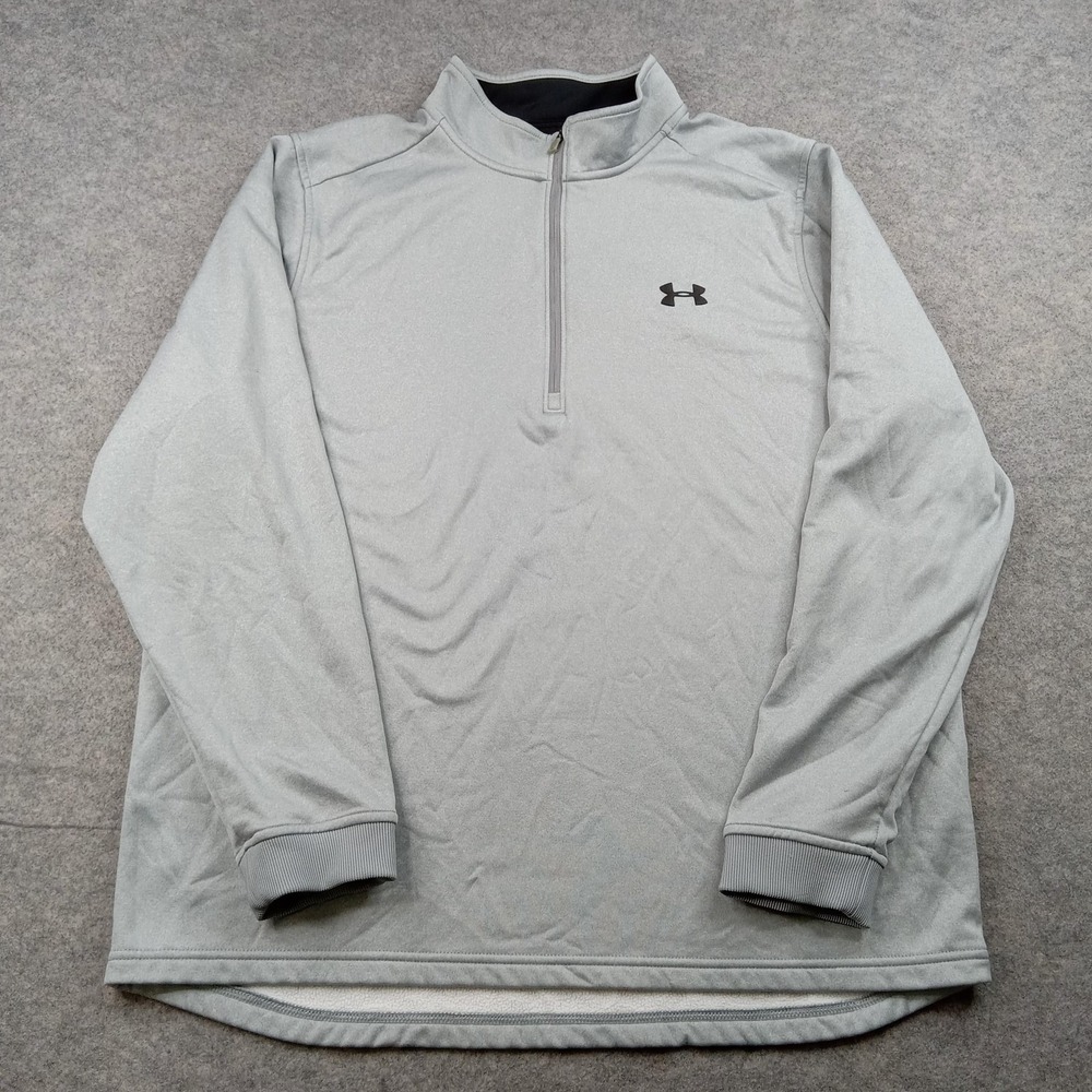 Under Armour Pullover Mens 2XL Gray ColdGear 1/4 Zip Long‎ Sleeve Top 1320745